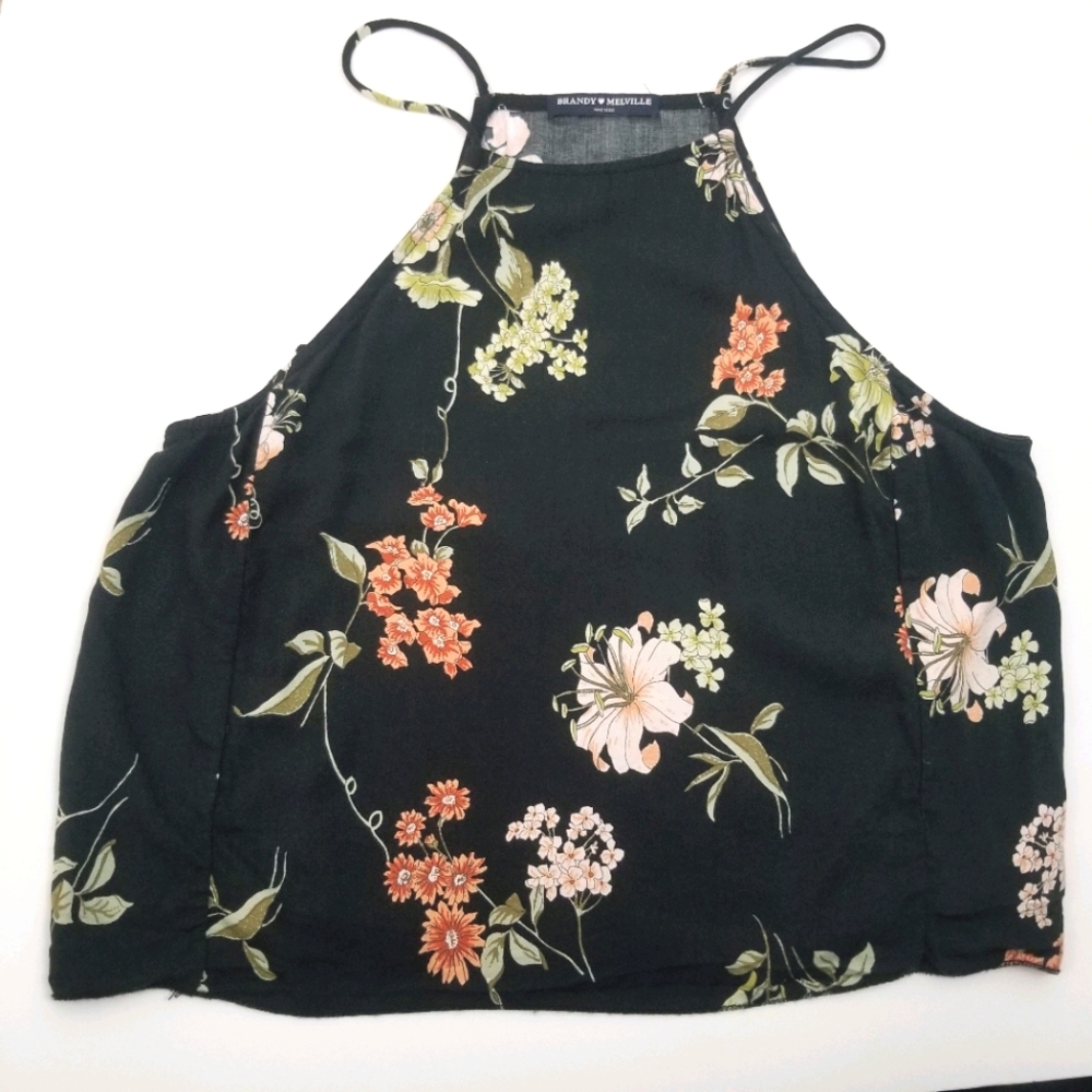 Brandy Melville Floral Cropped Halter Top